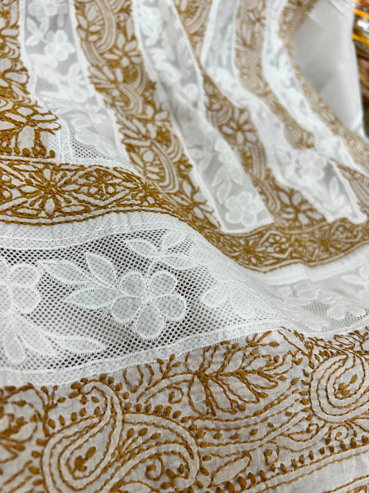 Chikankari shirt : Net panel
