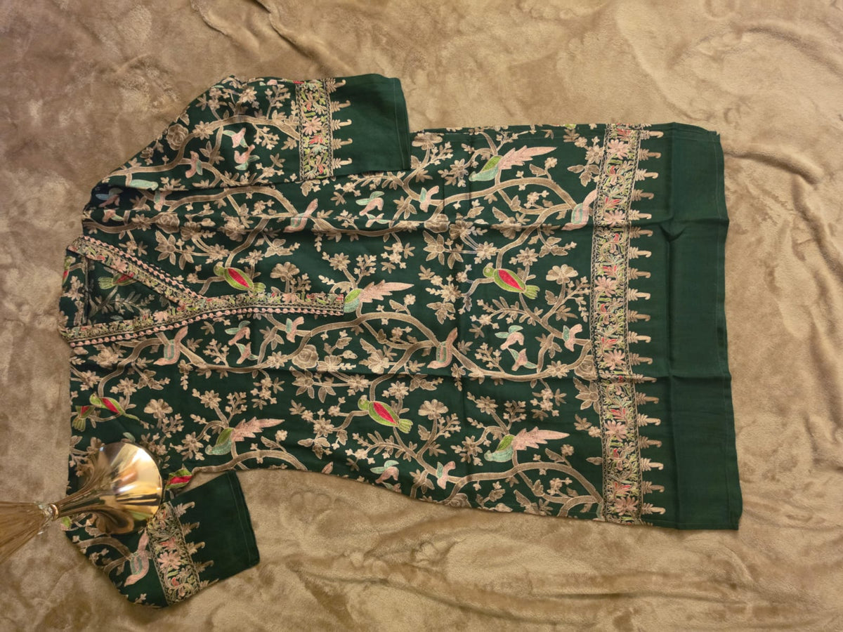 Pashmina kurta : Embroidered