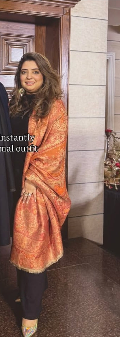 THE OG ORANGE SHAWL : Reversible moonlight kaani