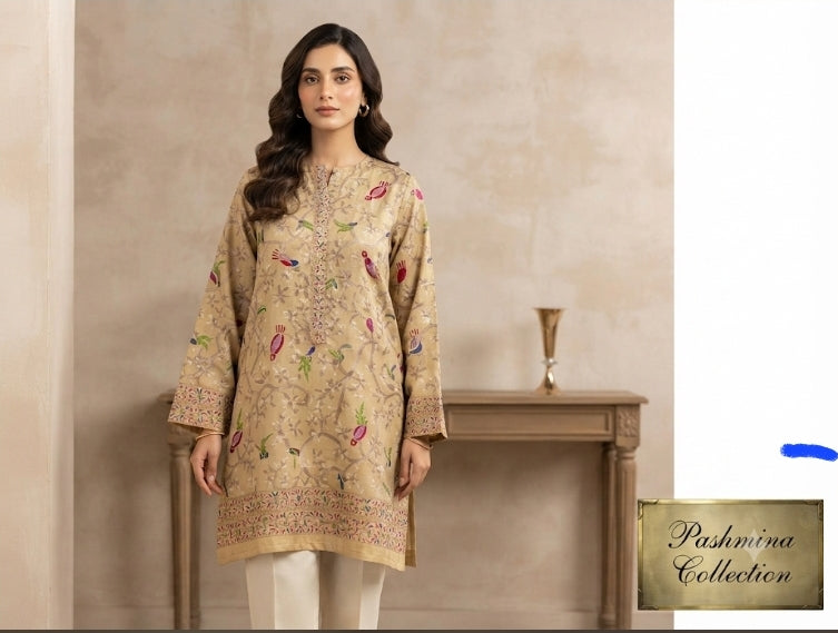 Pashmina kurta: Embroidered