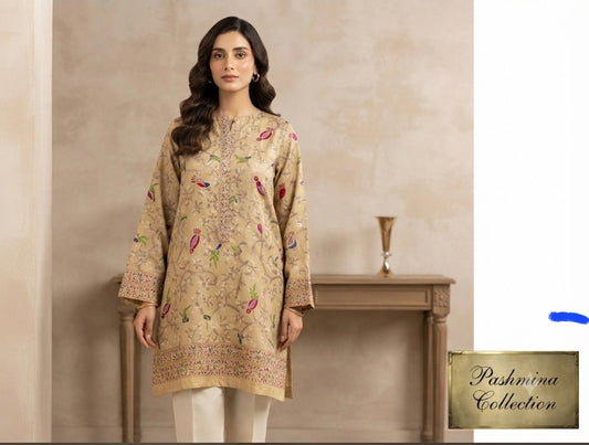 Pashmina kurta: Embroidered