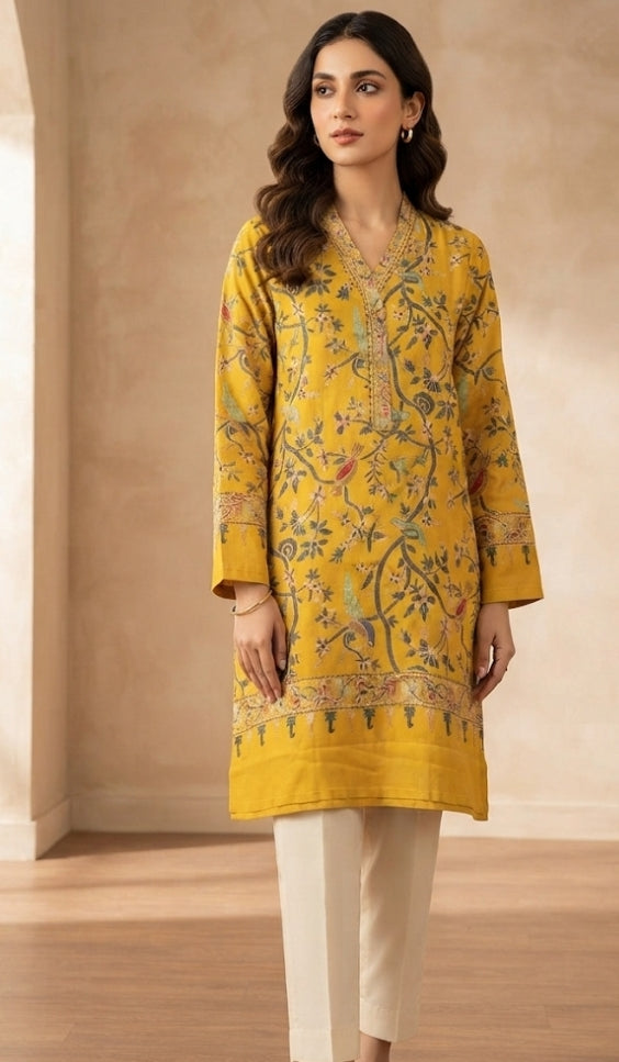 Pashmina kurta : Embroidered