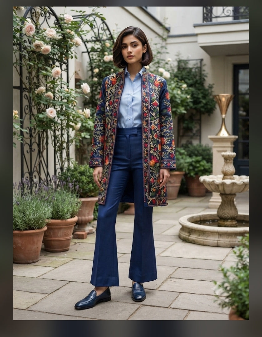 Silk coat : Embroidered