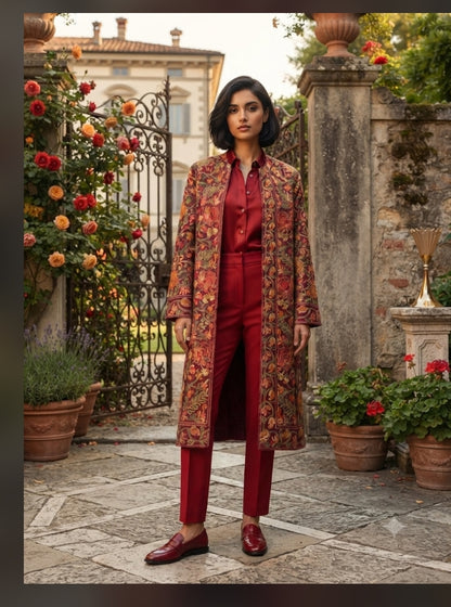 Silk coat : Embroidered