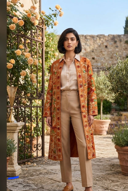 Silk coat : Embroidered