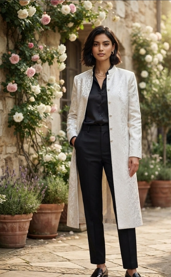 Silk coat : Embroidered