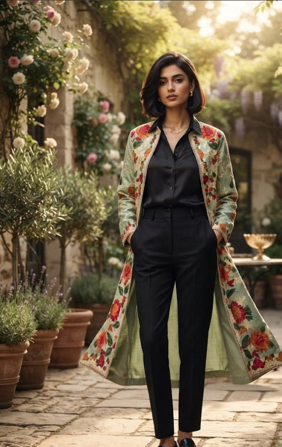 Silk coat : Embroidered