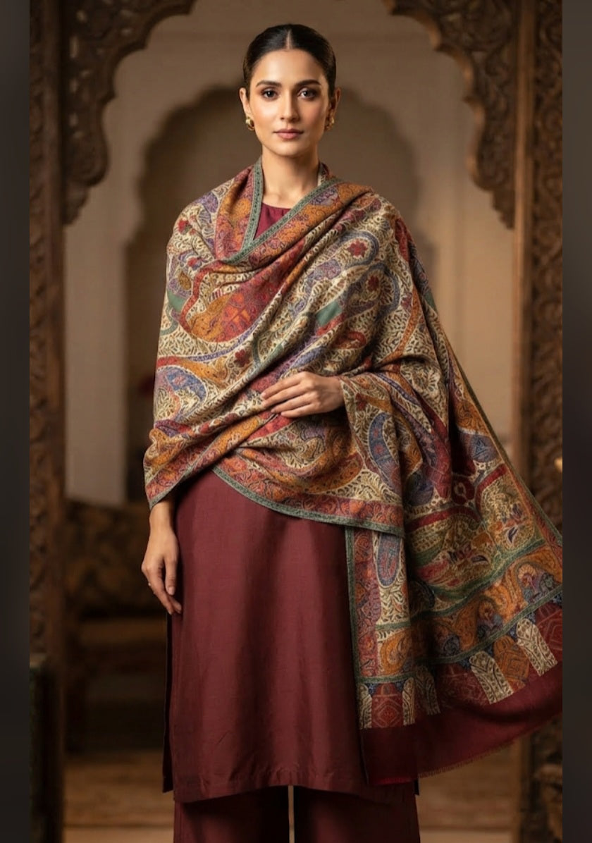 Reelkaar kalamkar : pashmina shawl