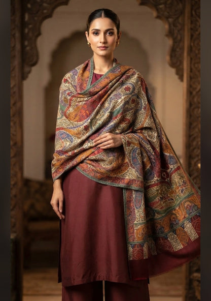 Reelkaar kalamkar : pashmina shawl
