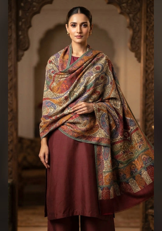 Reelkaar kalamkar : pashmina shawl