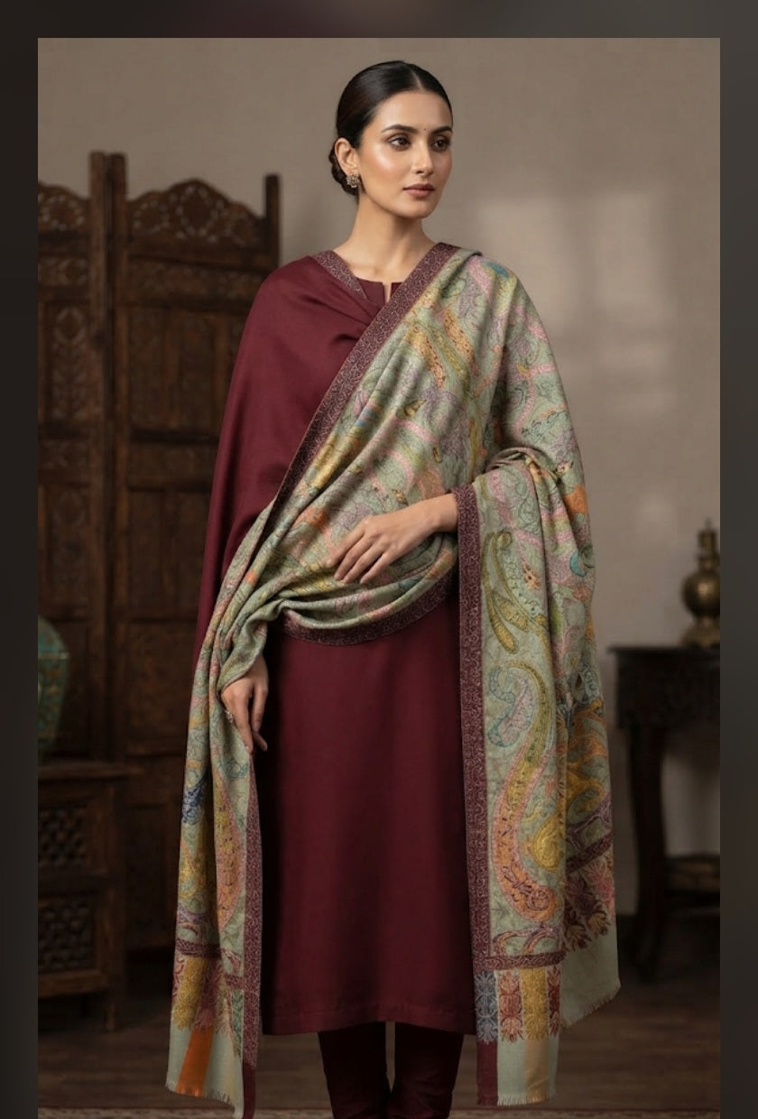 Reelkaar kalamkar : pashmina shawl