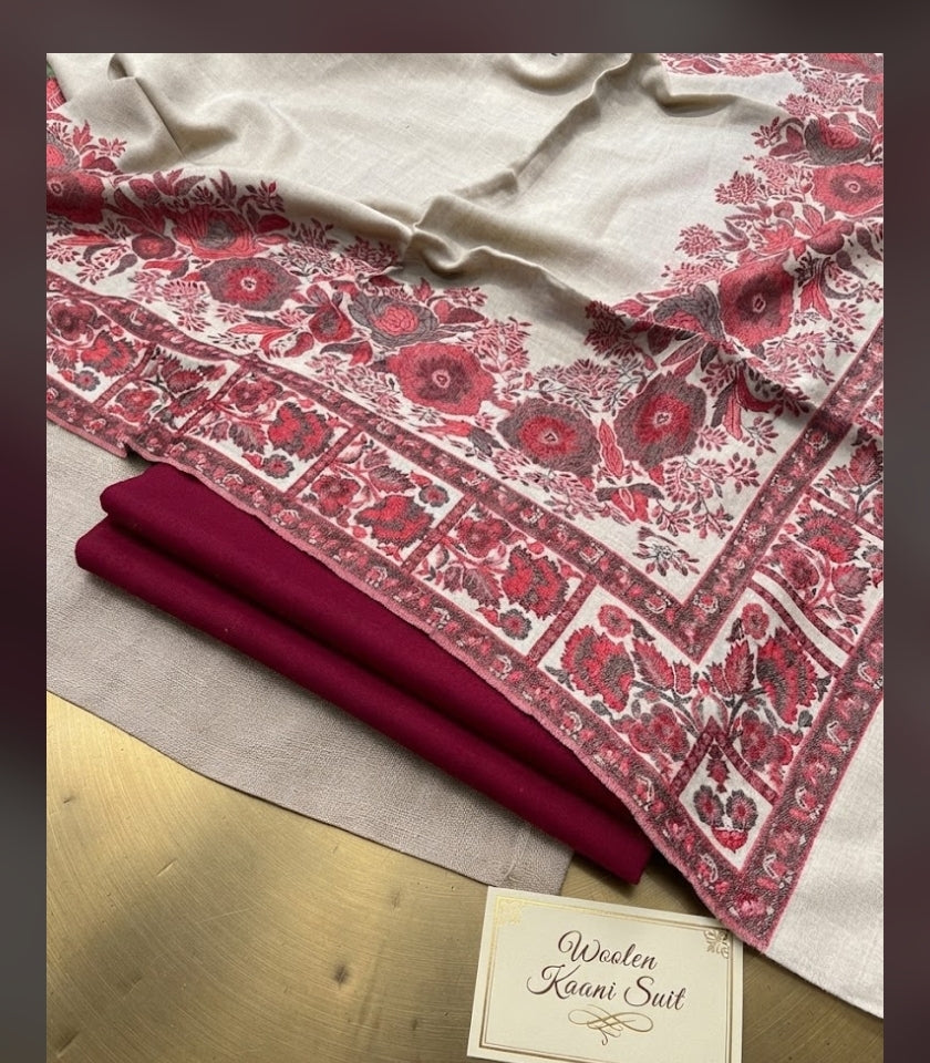 Woolen pashmina suit: Kaani shawl