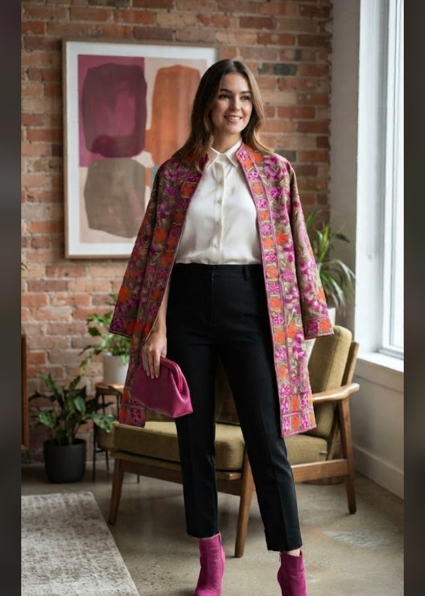 Silk jacket : Embroidered