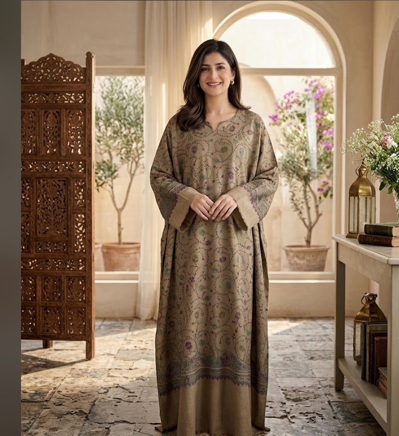 Pashmina kaftan : Embroidered