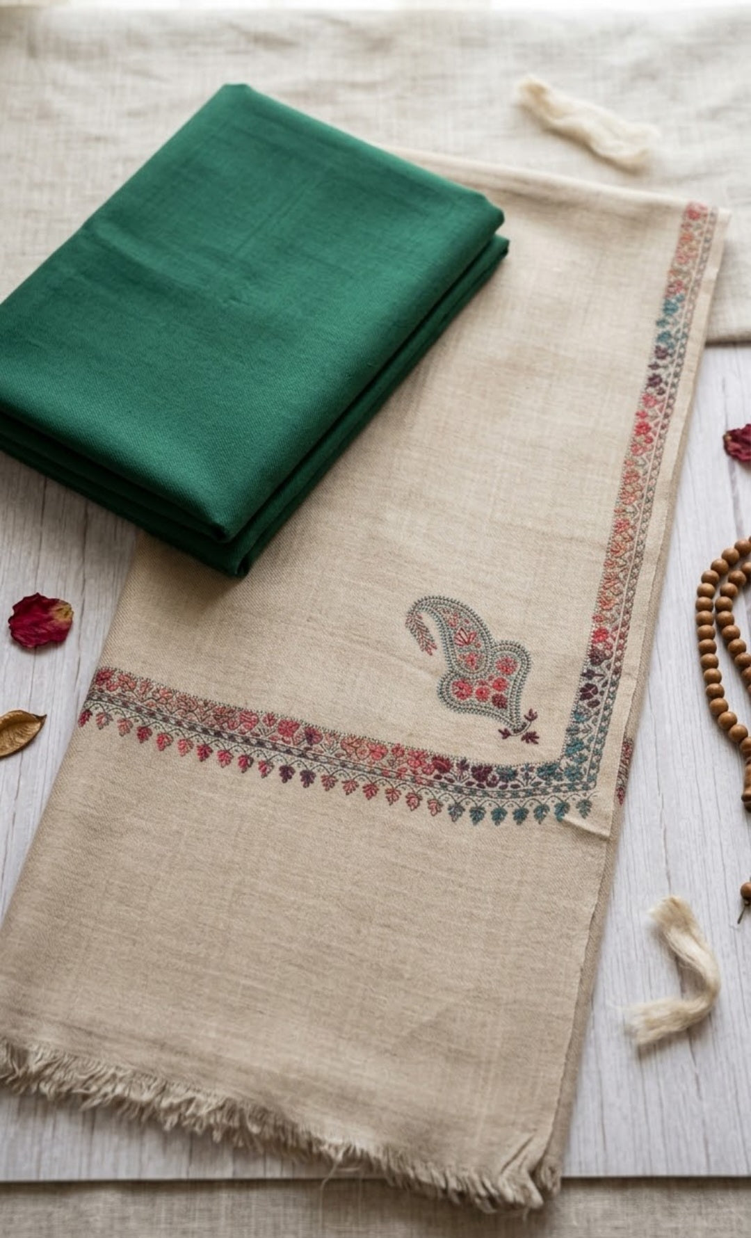 Embroidered three piece: Pashmina