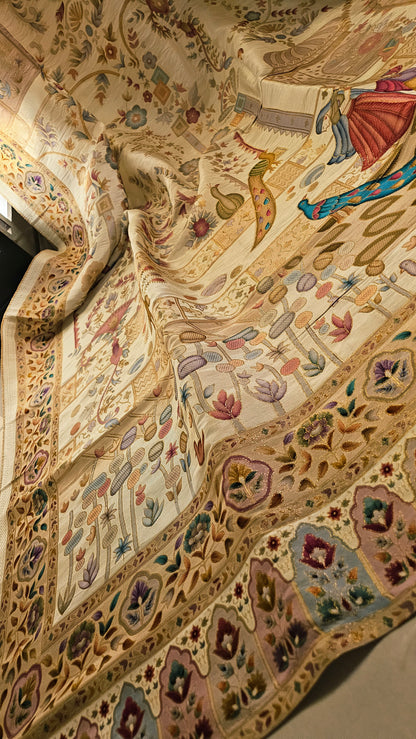 Meenakari shikargah shawl: silk