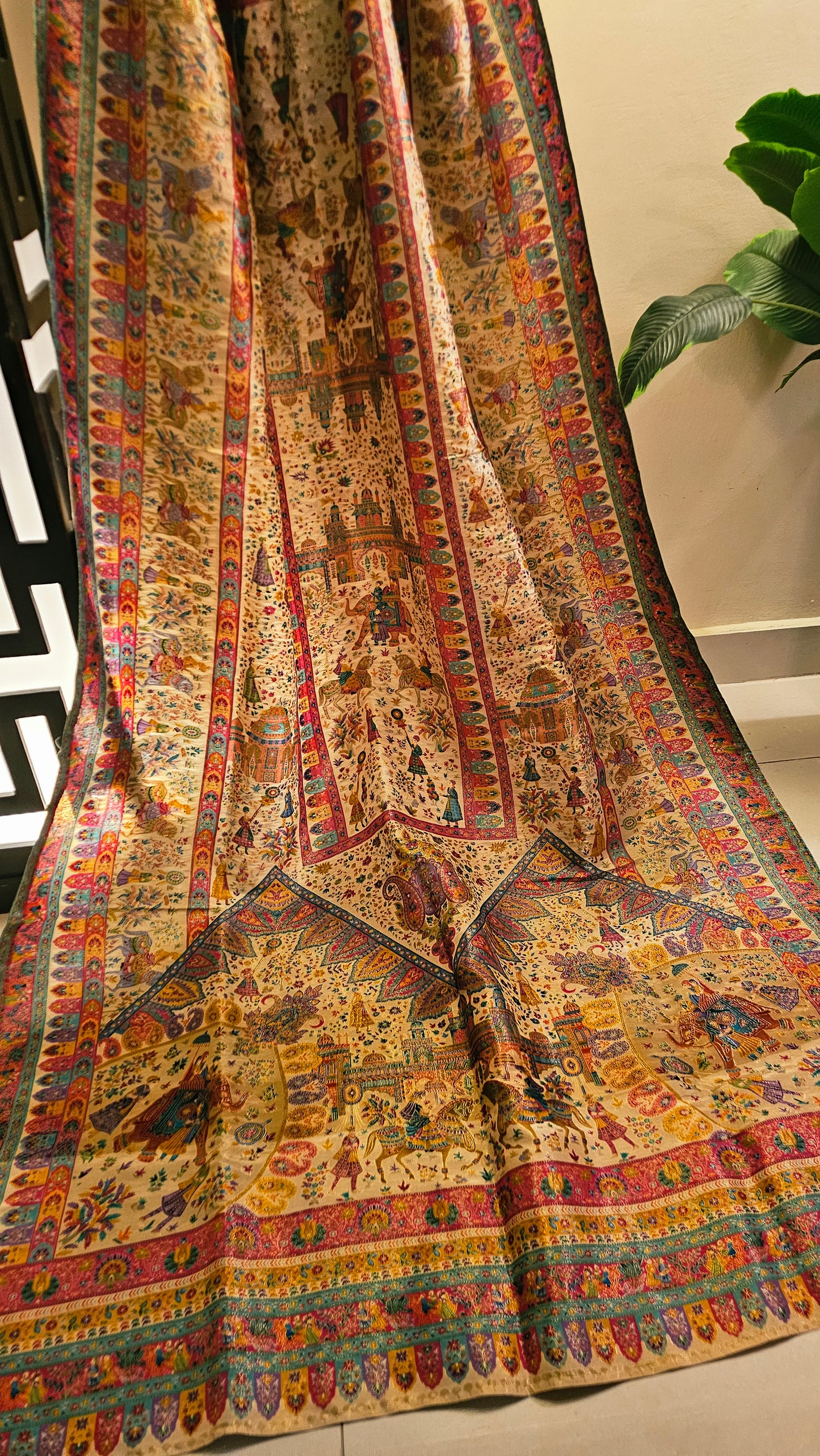 Meenakari darbari shawl: silk