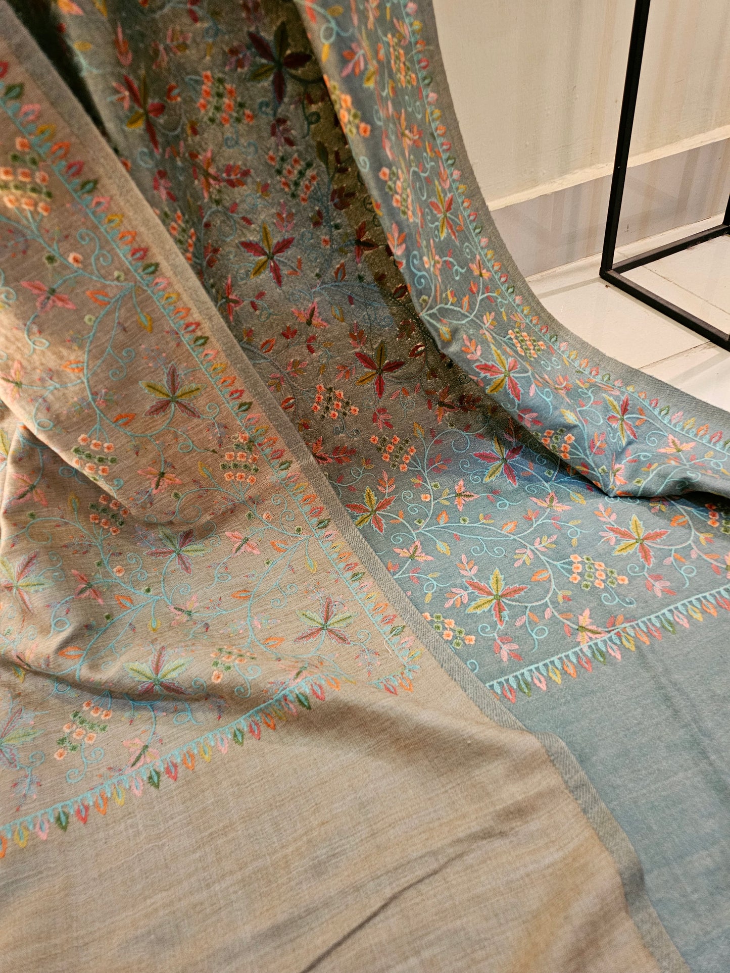 Papermachi embroidered reversible toosh shawl