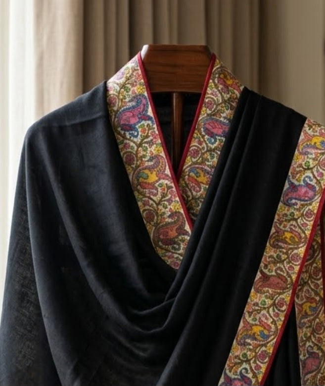 Kalamkar embroidered minishawl: pashmina