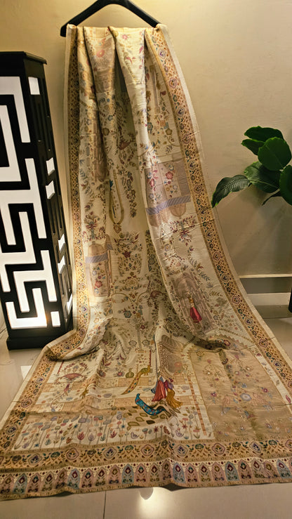 Meenakari shikargah shawl: silk