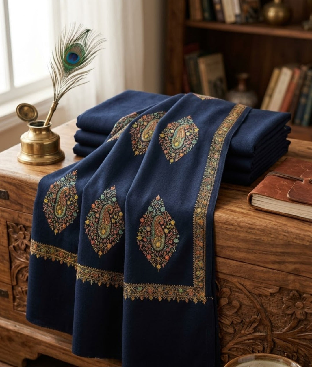 Embroidered three piece: Pashmina