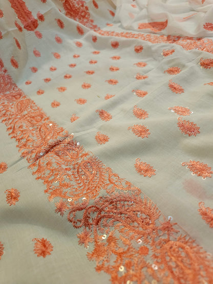 Lawn embroidered three piece
