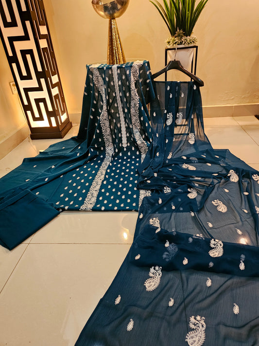 Lawn embroidered three piece