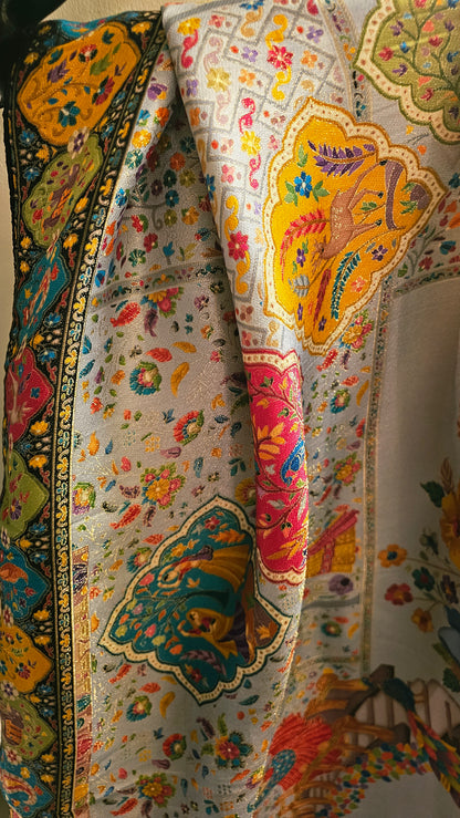 Meenakari minishawl: patola silk