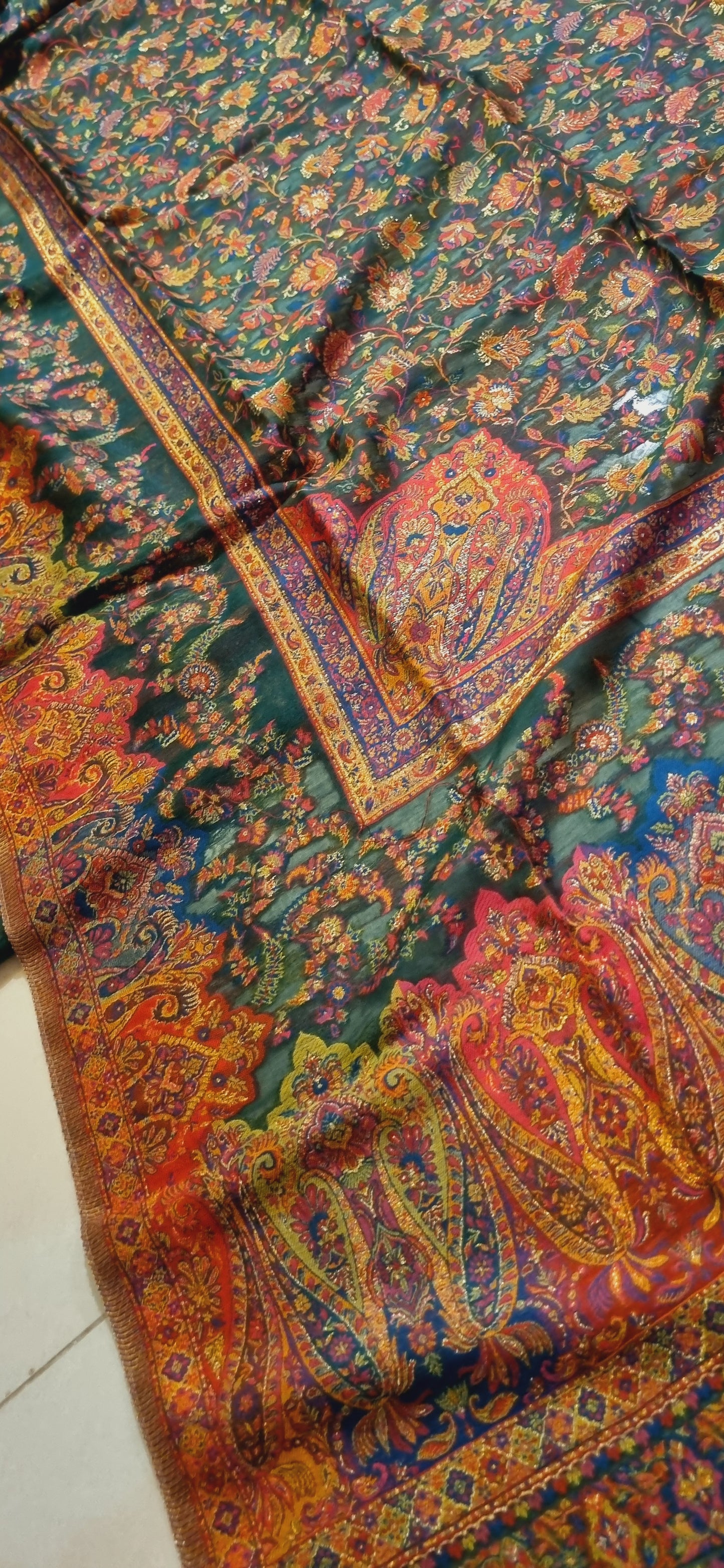 Three piece silk kaani suit