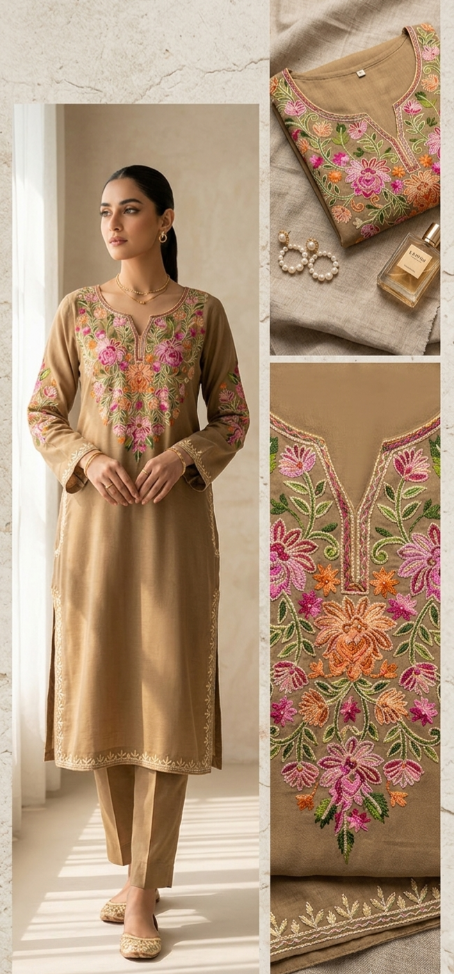 Embroidered kurta: Pashmina