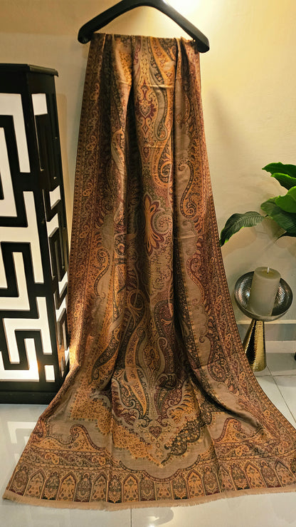 Moonlight reversible gandhara kaani: Pashmina