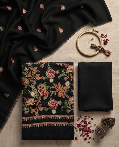 Embroidered three piece: Pashmina