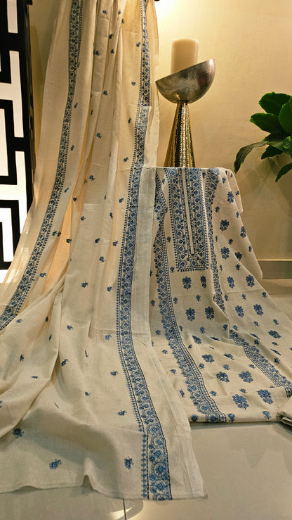 Embroidered three piece: Karandi khaddar