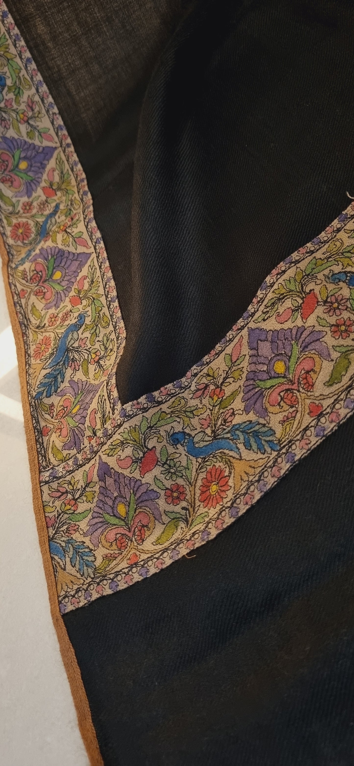 Pashmina shawl with kalamkar border