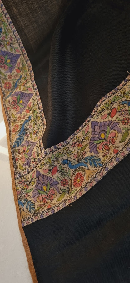 Pashmina shawl with kalamkar border