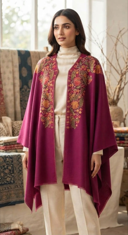 Embroidered cape shawl: Pashmina