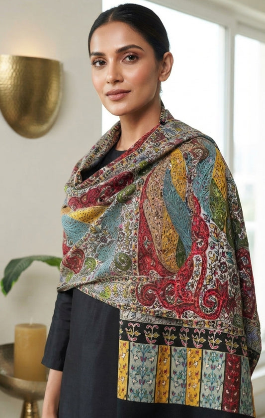 Reelkar embroidered minishawl: pashmina