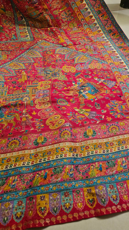 Meenakari pink Shawl: silk