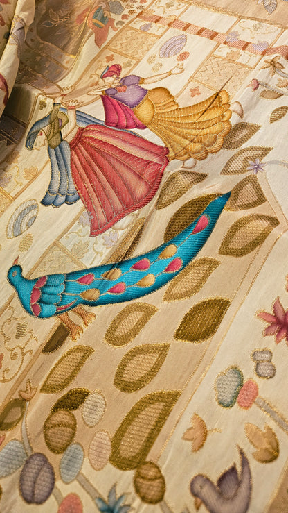 Meenakari shikargah shawl: silk