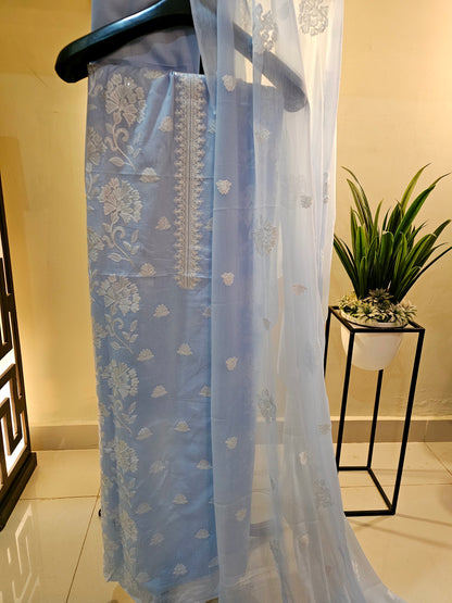 Lawn embroidered three piece