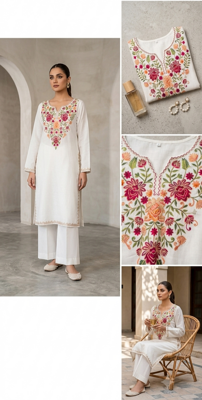 Embroidered kurta: Pashmina