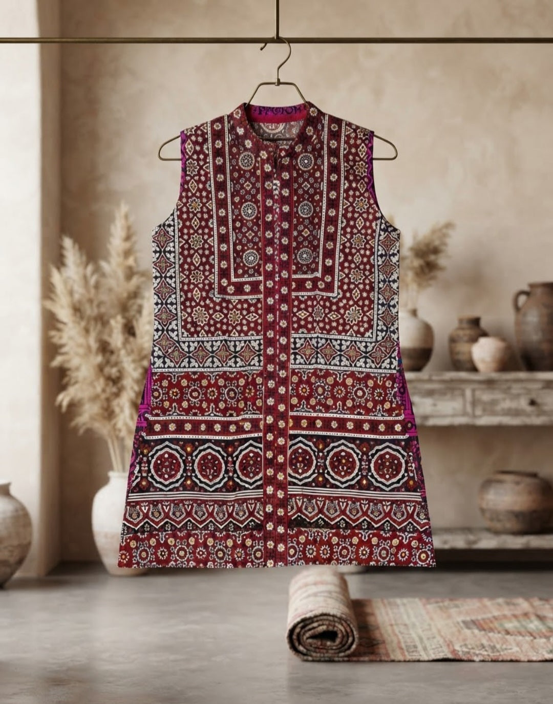 Ajrak jacket: cotton