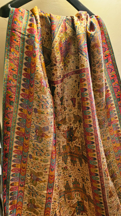 Meenakari darbari shawl: silk