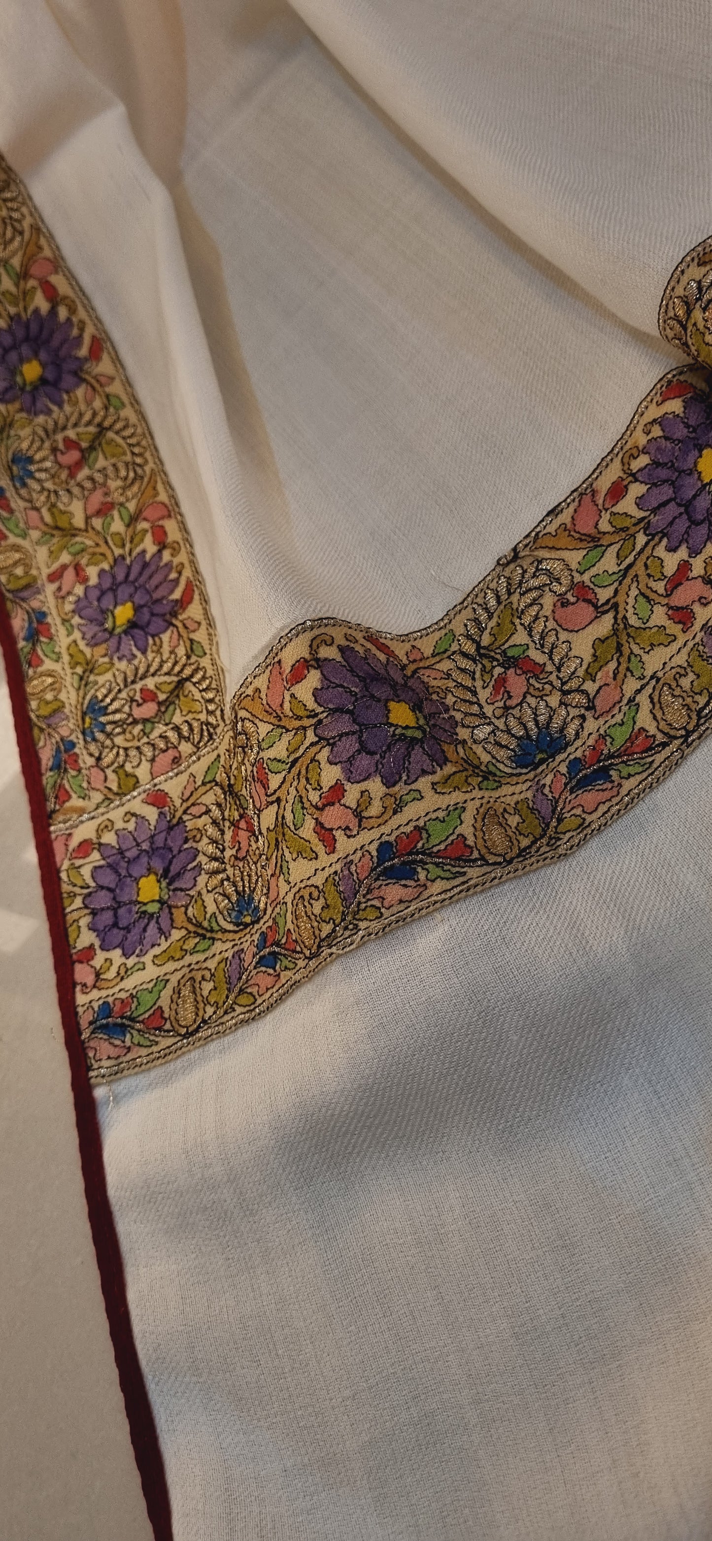 Pashmina shawl with kalamkar border