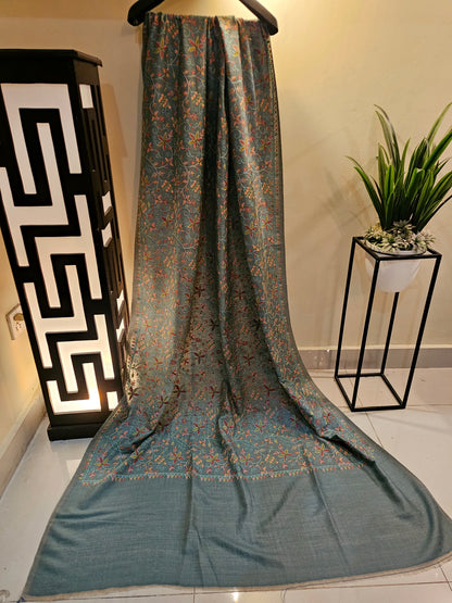 Papermachi embroidered reversible toosh shawl