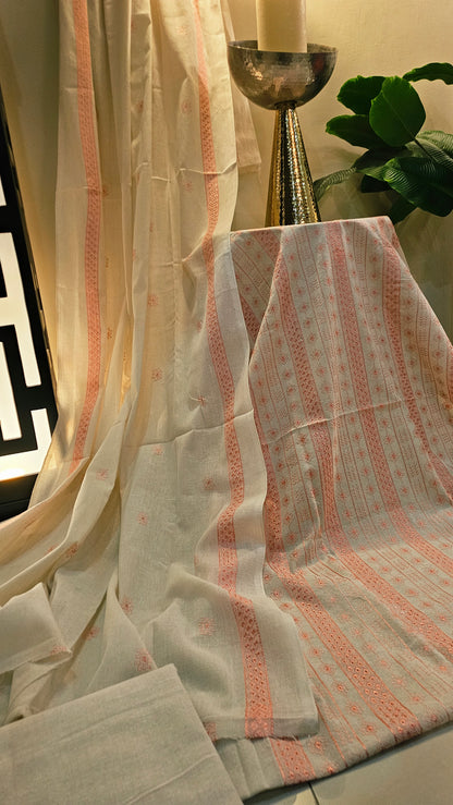 Embroidered three piece: Karandi khaddar