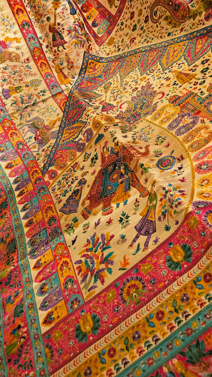 Meenakari darbari shawl: silk