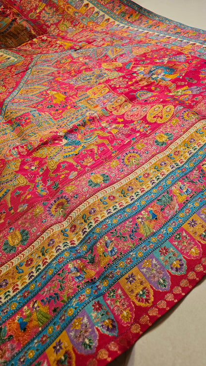 Meenakari pink Shawl: silk
