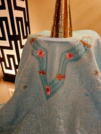 Parsai gara embroidered chikankari shirt