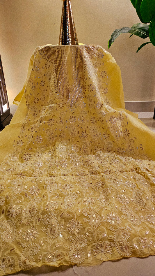 Chikankari shirt with gota work